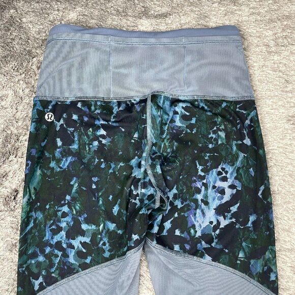 Lululemon Running In The City Mesh Panel Legging Blue Green Floral - Picture 7 of 12